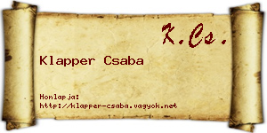 Klapper Csaba névjegykártya